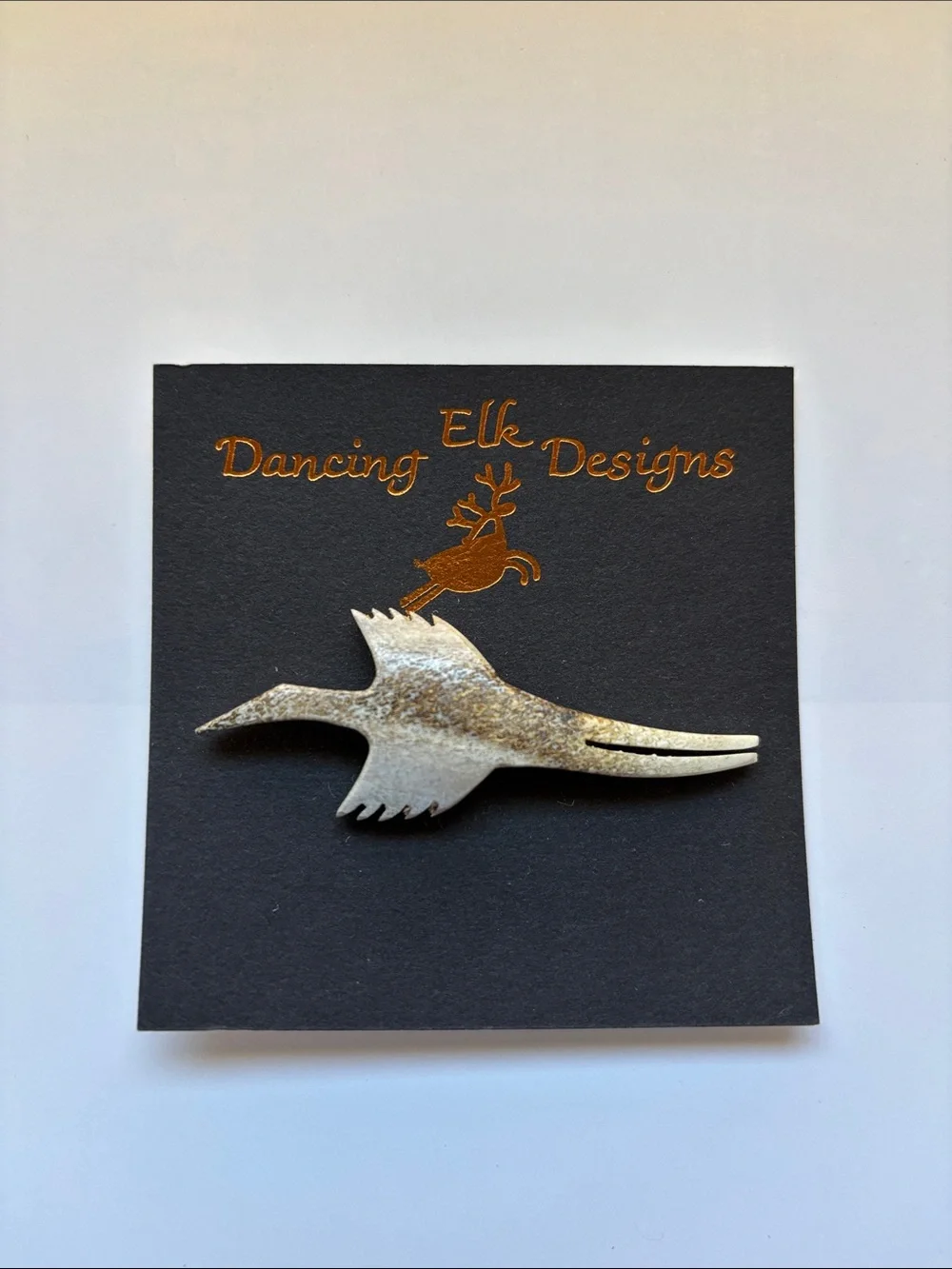 Burnt Deer Antler Bird Brooch
